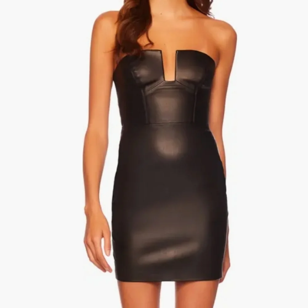 Susana Monaco Wire Strapless Faux Leather Dress - Picture 2 of 14